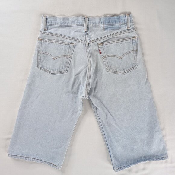 Levi's VTG Light Wash Denim Button Fly Long Length Jorts Jean Shorts - Picture 2 of 10